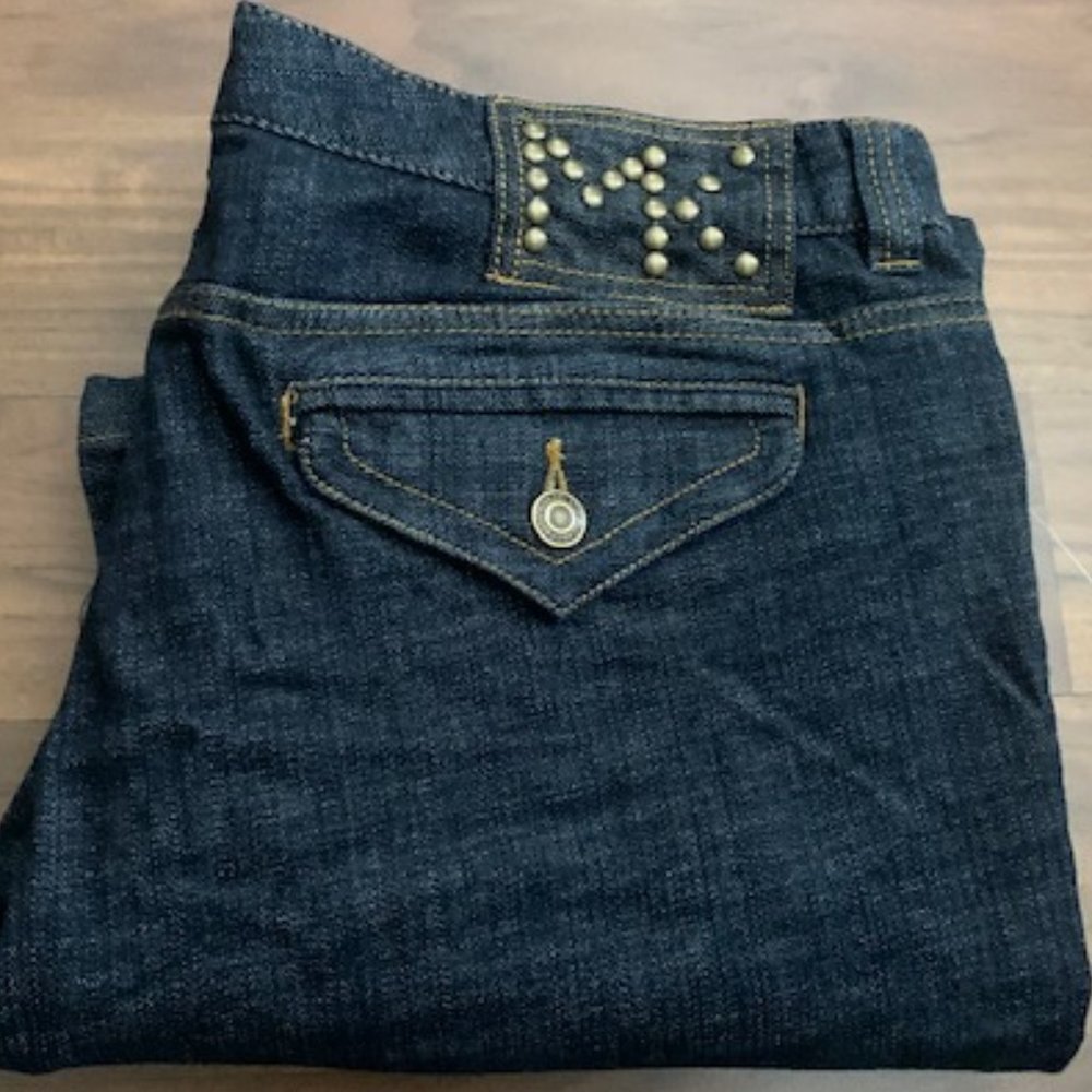 MICHAEL KORS Women's Embellished Copper Rivet Dark Wash Bootcut Jeans